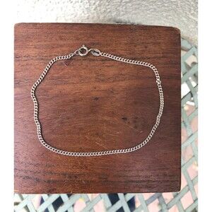 Vintage Sterling Silver Ankle Bracelet or Large Wrist Chain Bracelet Unisex